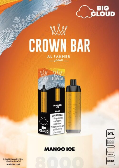 Al Fakher Crown Bar DTL Big Cloud 8000 Puffs - Image 7