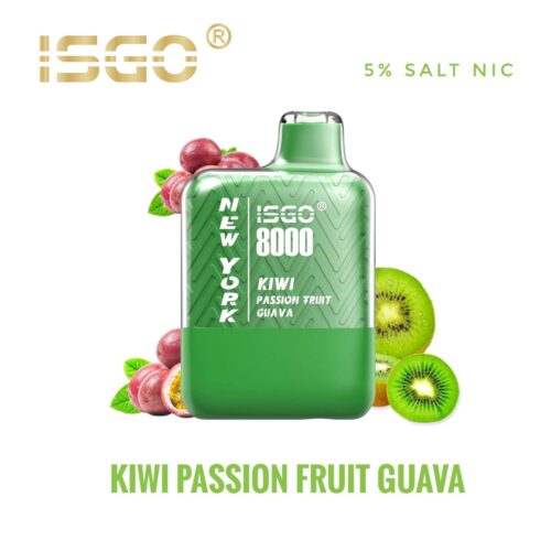 Isgo New York Kiwi Passion Fruit Guava 8000 Puffs Disposable Vape