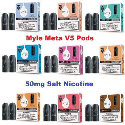 Myle Meta V5 Pods Cartridge 50mg Salt Nic disposable pod system kit
