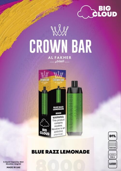 Al Fakher Crown Bar DTL Big Cloud 8000 Puffs - Image 4