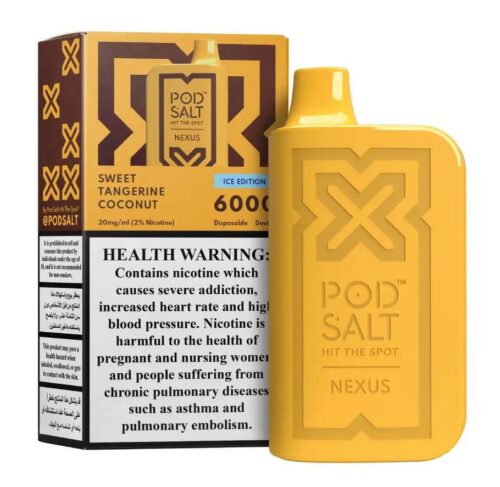 Pod Salt Sweet Tangerine Coconut Nexus 6000 Puffs High Quality E-Liquid Vape