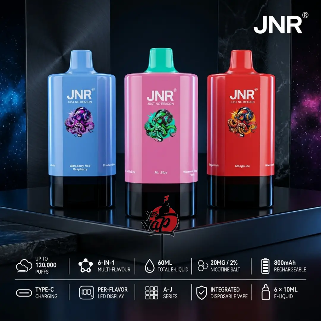 JNR HexaFuse 120K Puffs Disposable Vape 6-in-1 Multiple Flavors